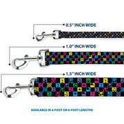Dog Leash - Musical Checkers Black/Neon