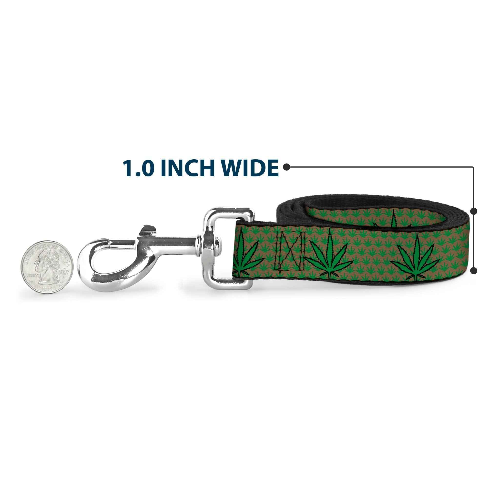 Buckle-Down Dog Leash - Marijuana Garden Tan/Green