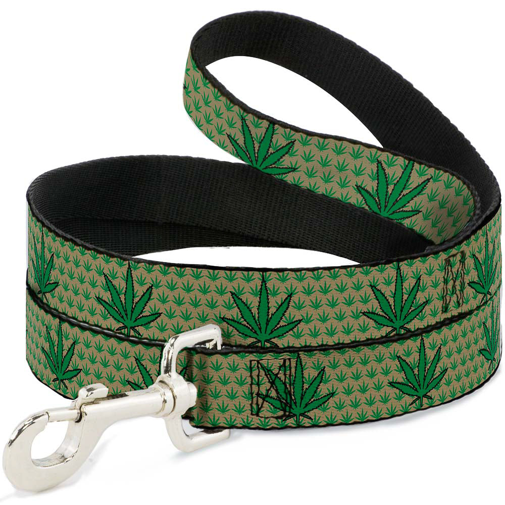 Buckle-Down Dog Leash - Marijuana Garden Tan/Green