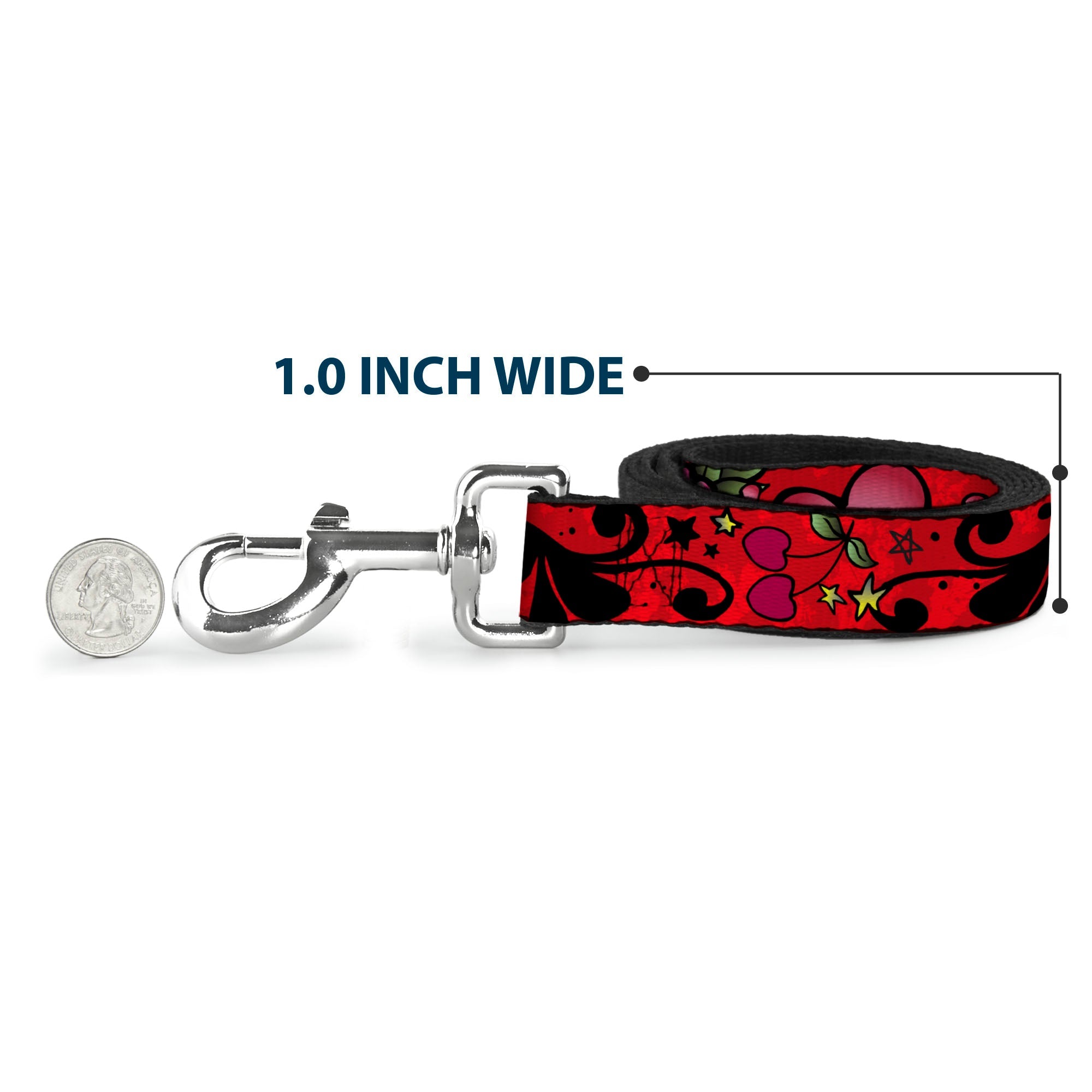 Dog Leash - Mom & Dad CLOSE-UP Red