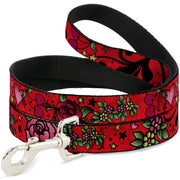 Dog Leash - Mom & Dad CLOSE-UP Red