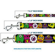 Dog Leash - Monsters CLOSE-UP Black