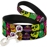 Dog Leash - Monsters CLOSE-UP Black