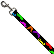 Dog Leash - Mustaches Black/Multi Color
