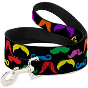 Dog Leash - Mustaches Black/Multi Color