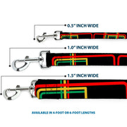 Dog Leash - Maze Lines Black/Rasta