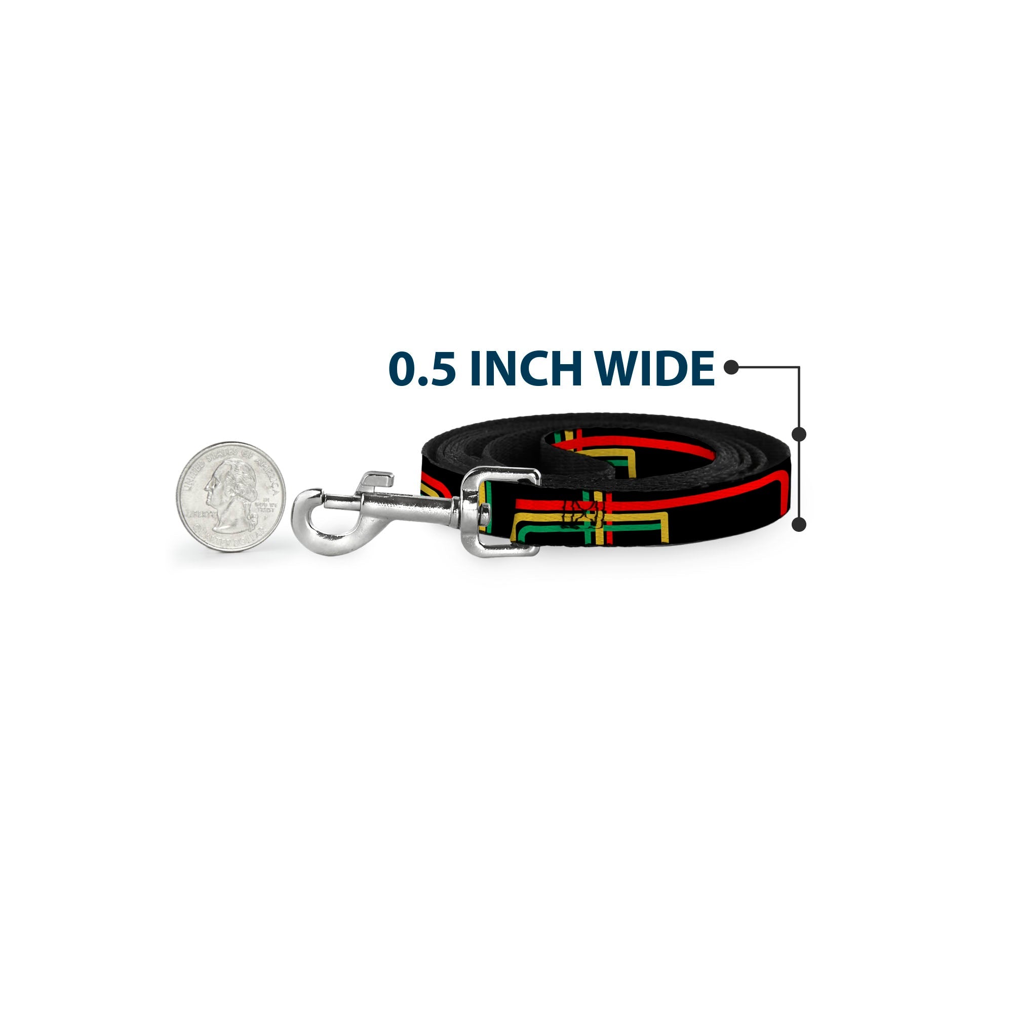 Dog Leash - Maze Lines Black/Rasta