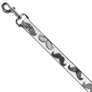 Dog Leash - Mustaches White/Sketch