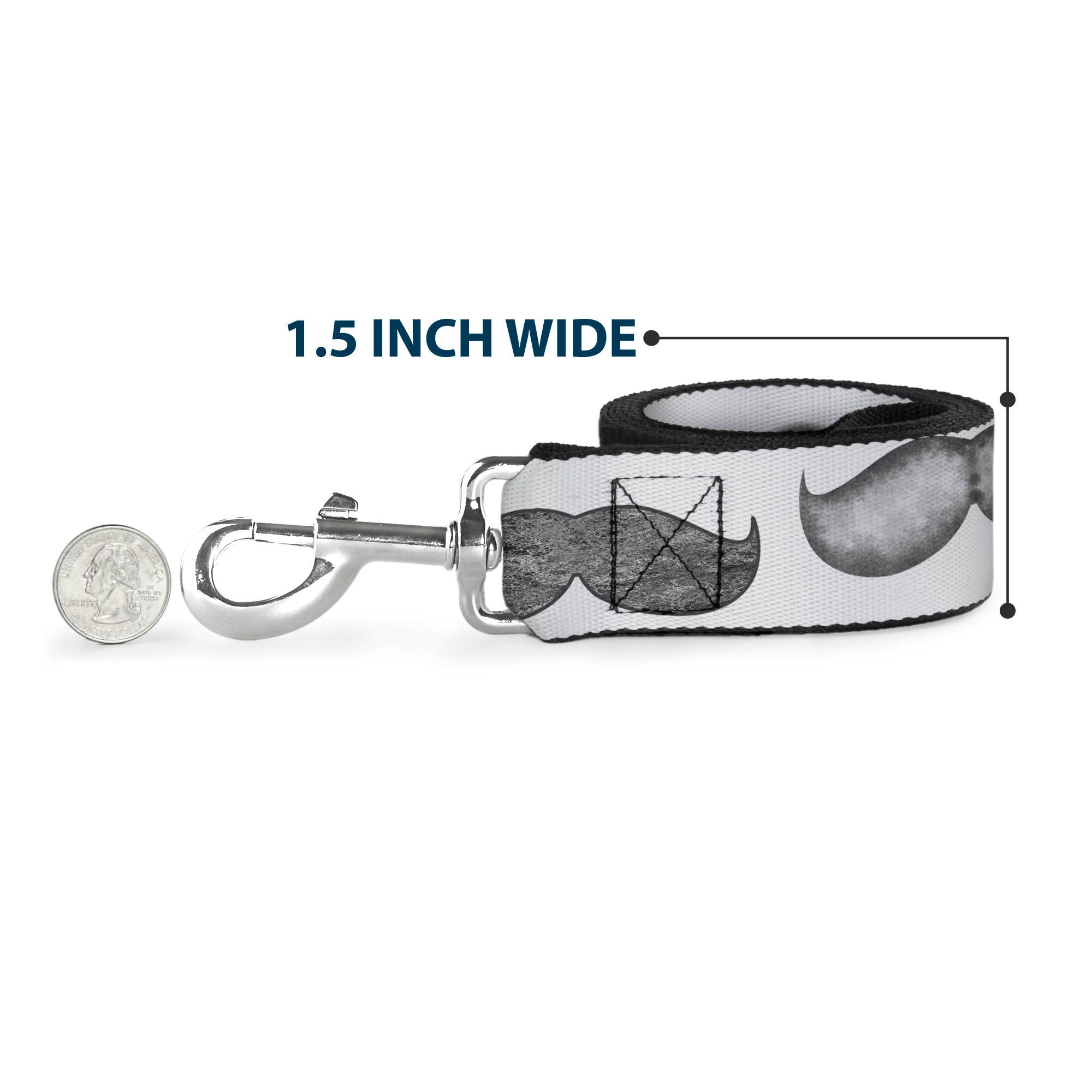 Dog Leash - Mustaches White/Sketch