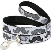 Dog Leash - Mustaches White/Sketch