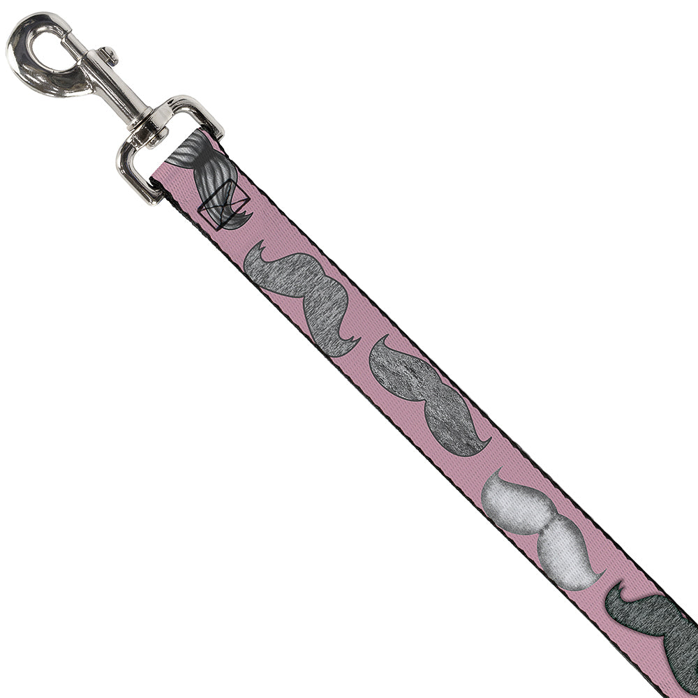 Dog Leash - Mustaches Pink/Sketch