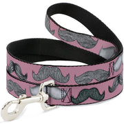 Dog Leash - Mustaches Pink/Sketch