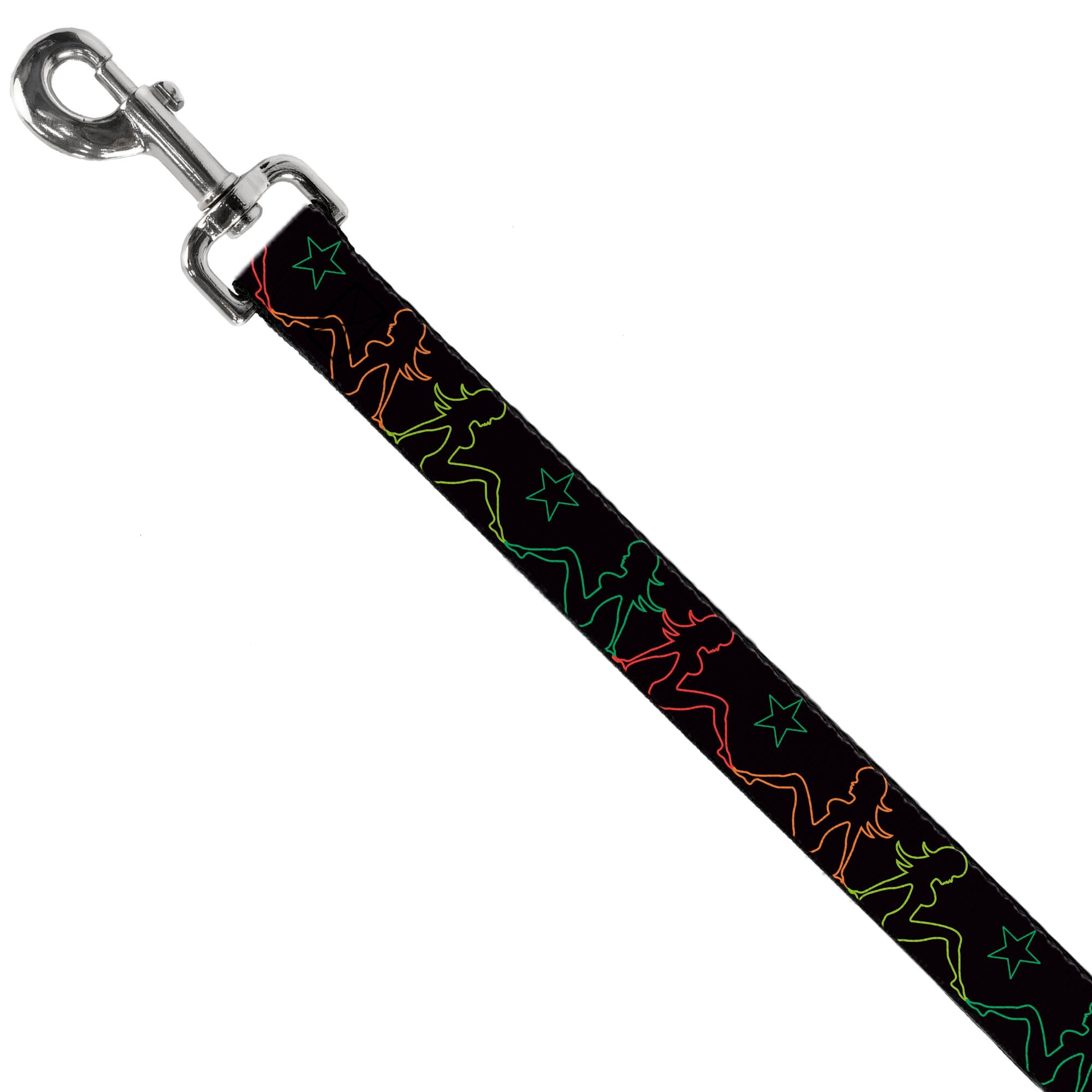 Dog Leash - Mud Flap Girls w/Star Outline Black/Multi Color