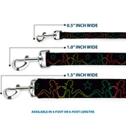 Dog Leash - Mud Flap Girls w/Star Outline Black/Multi Color