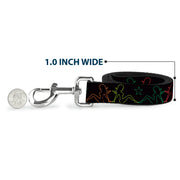 Dog Leash - Mud Flap Girls w/Star Outline Black/Multi Color