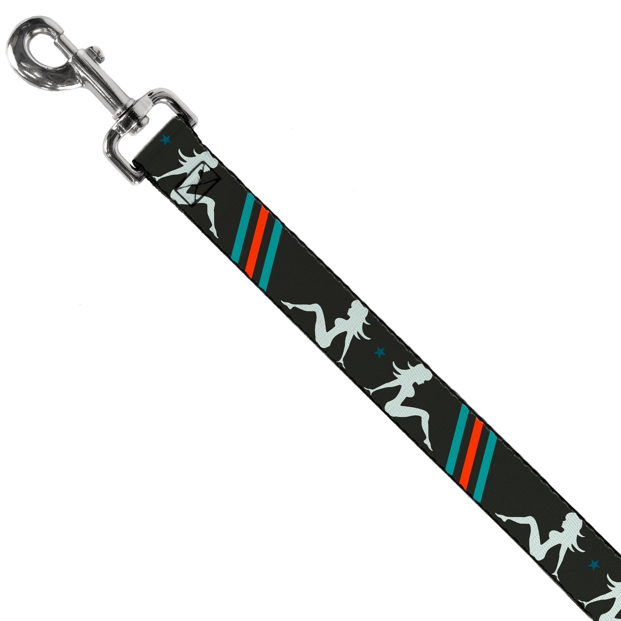 Dog Leash - Mud Flap Girls w/Stripes Gray/Turquoise/Orange