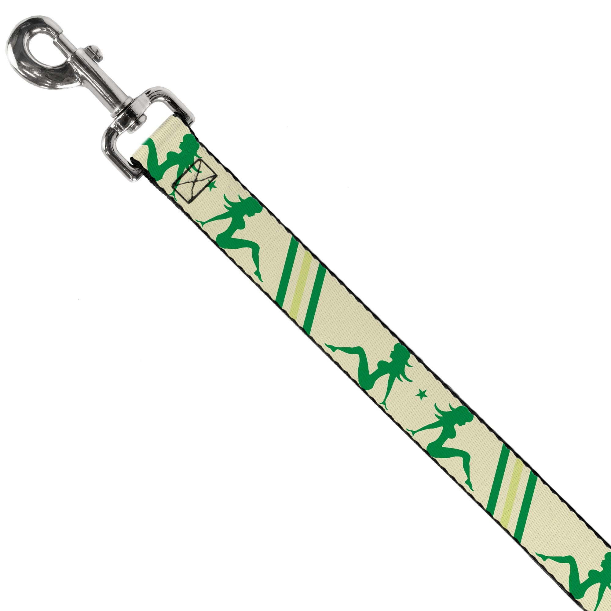 Dog Leash - Mud Flap Girls w/Stripes Tan/Green/Lime Green