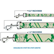 Dog Leash - Mud Flap Girls w/Stripes Tan/Green/Lime Green