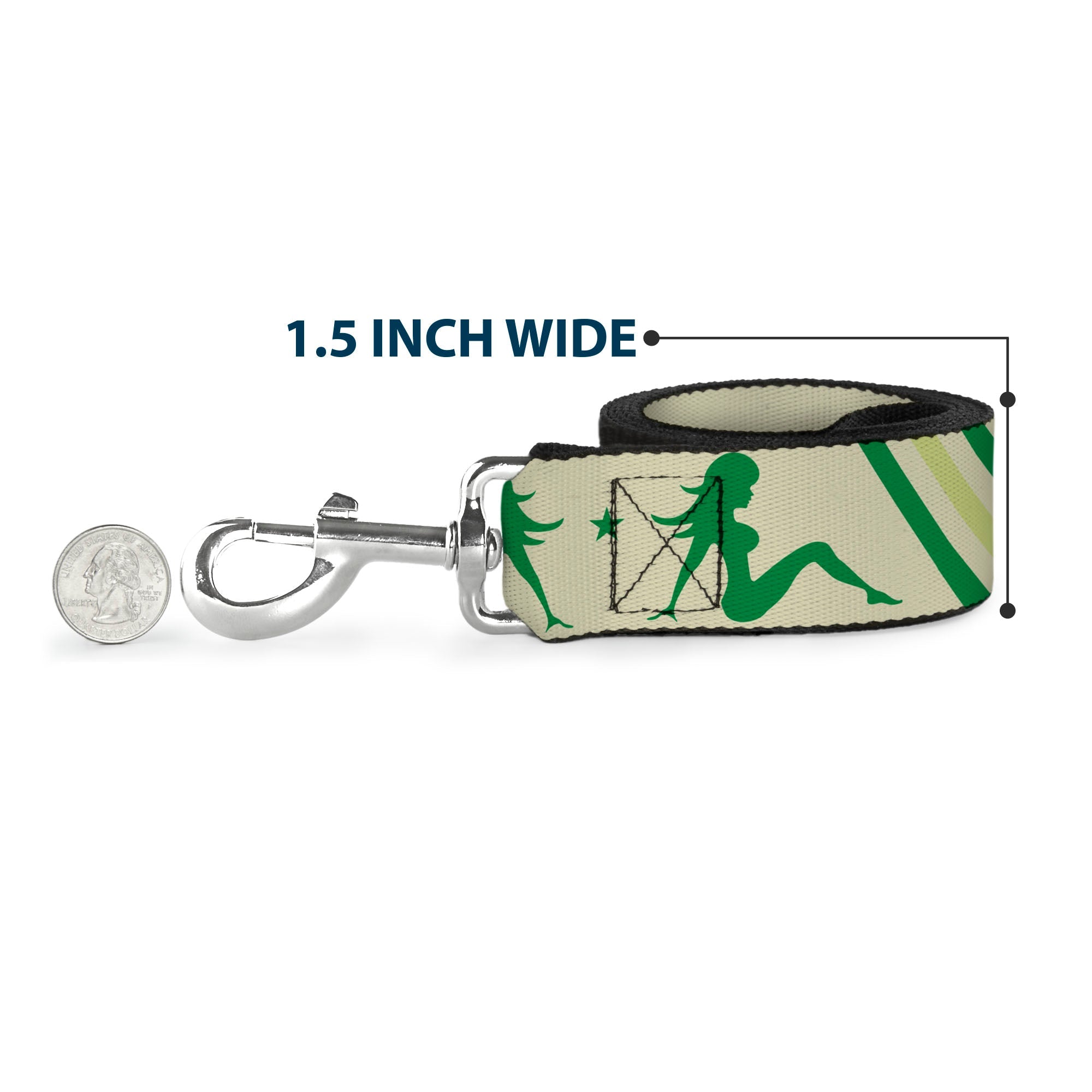 Dog Leash - Mud Flap Girls w/Stripes Tan/Green/Lime Green