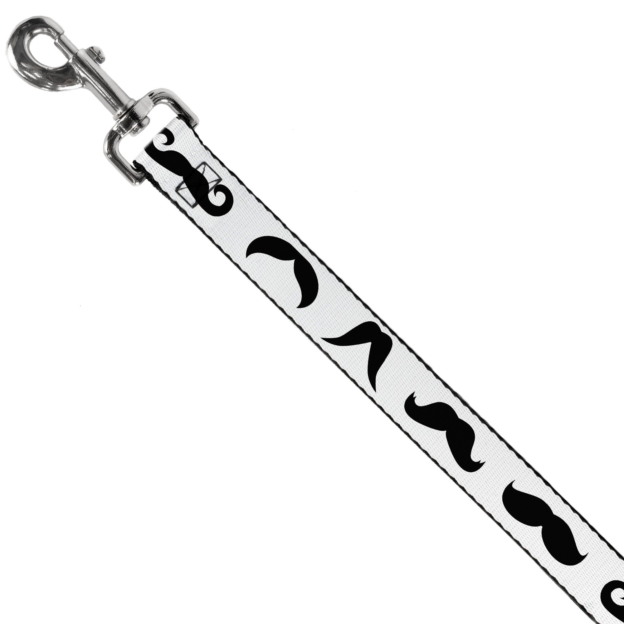 Dog Leash - Mustaches Straight White/Black