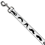 Dog Leash - Mustaches Straight White/Black
