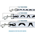Load image into Gallery viewer, Dog Leash - Mustaches Straight White/Black
