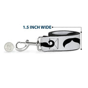 Dog Leash - Mustaches Straight White/Black