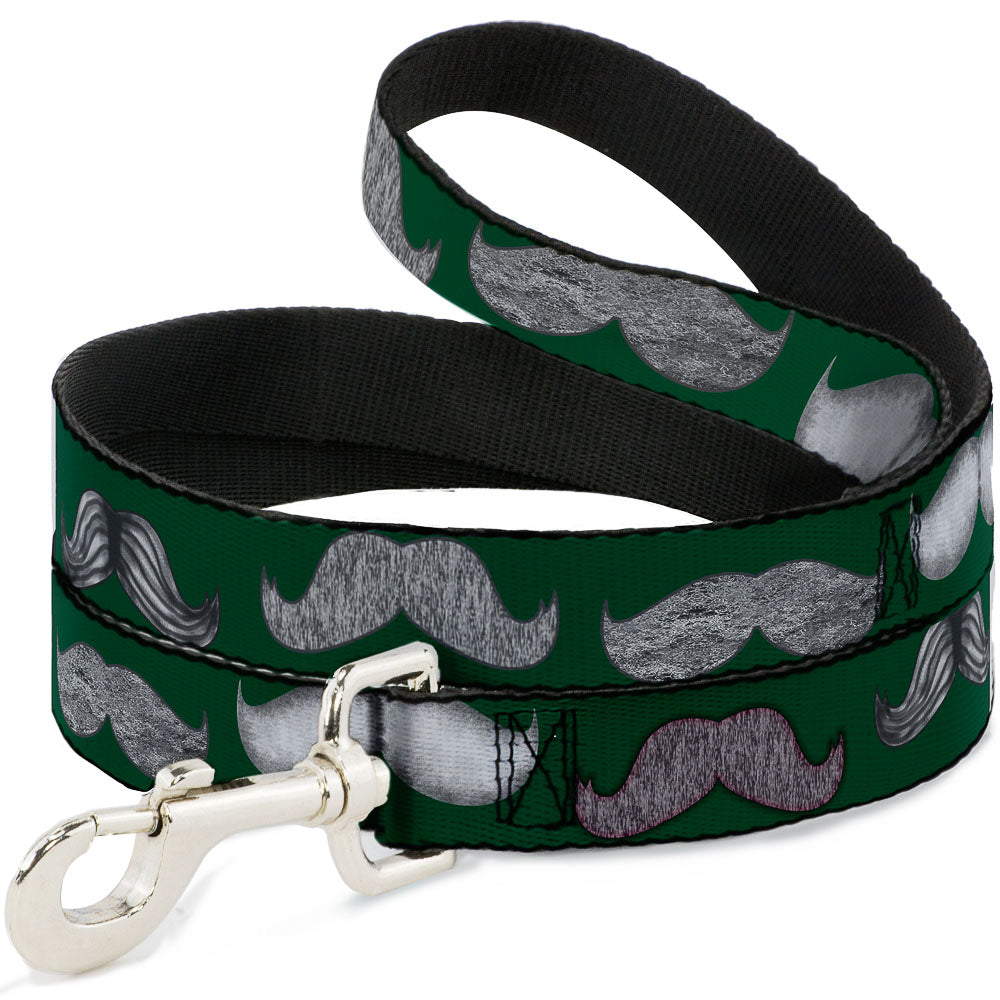Dog Leash - Mustaches Green/Sketch