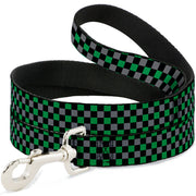 Dog Leash - Mini Checker Black/Gray/3 Green