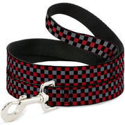 Dog Leash - Mini Checker Black/Gray/3 Red