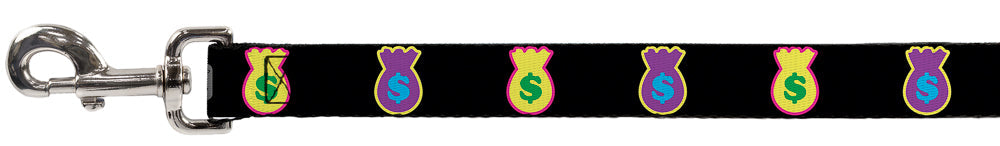 Dog Leash - Money Bags Black/Multi Color
