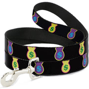 Dog Leash - Money Bags Black/Multi Color