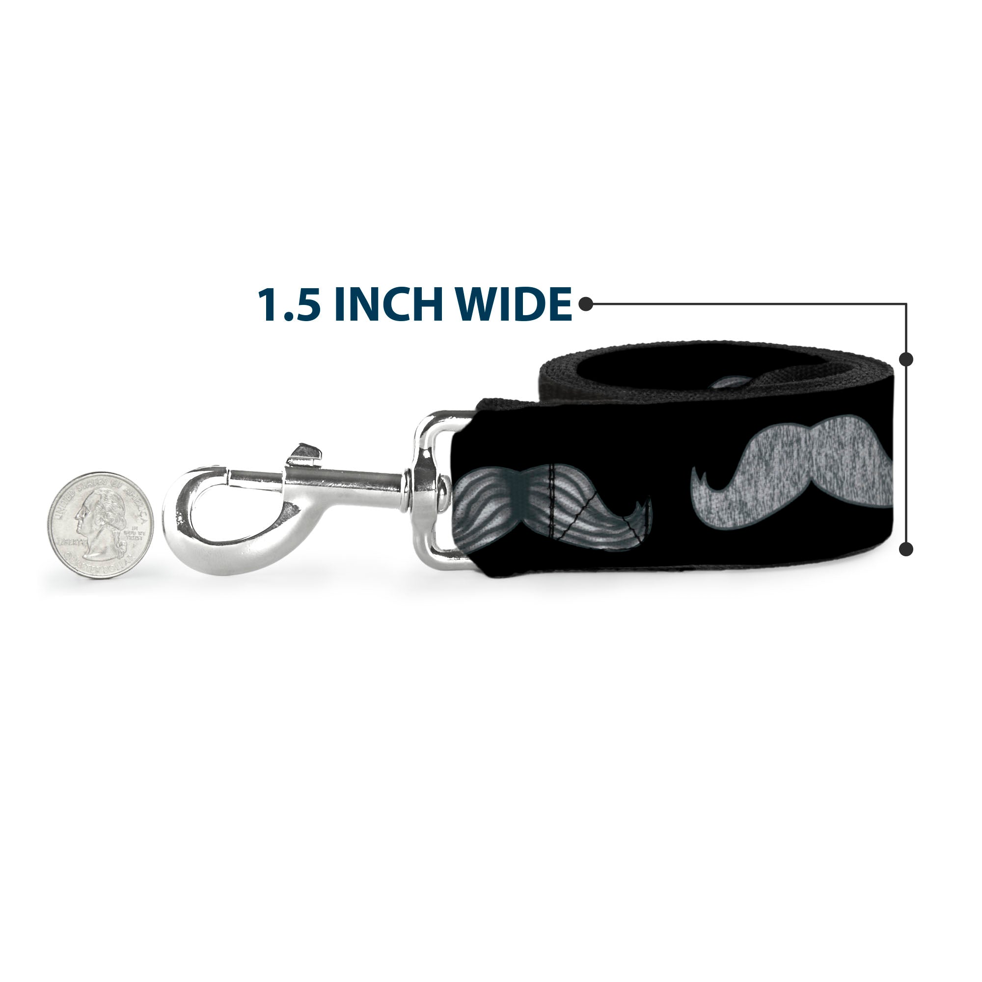 Dog Leash - Mustache Sketch Black/White