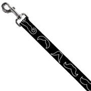 Dog Leash - Mustache Outlines Black/White