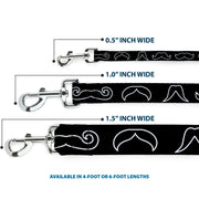 Dog Leash - Mustache Outlines Black/White