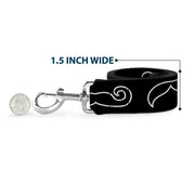 Dog Leash - Mustache Outlines Black/White