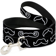 Dog Leash - Mustache Outlines Black/White