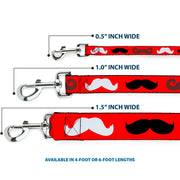 Dog Leash - Mustaches Red/Brown/White/Black