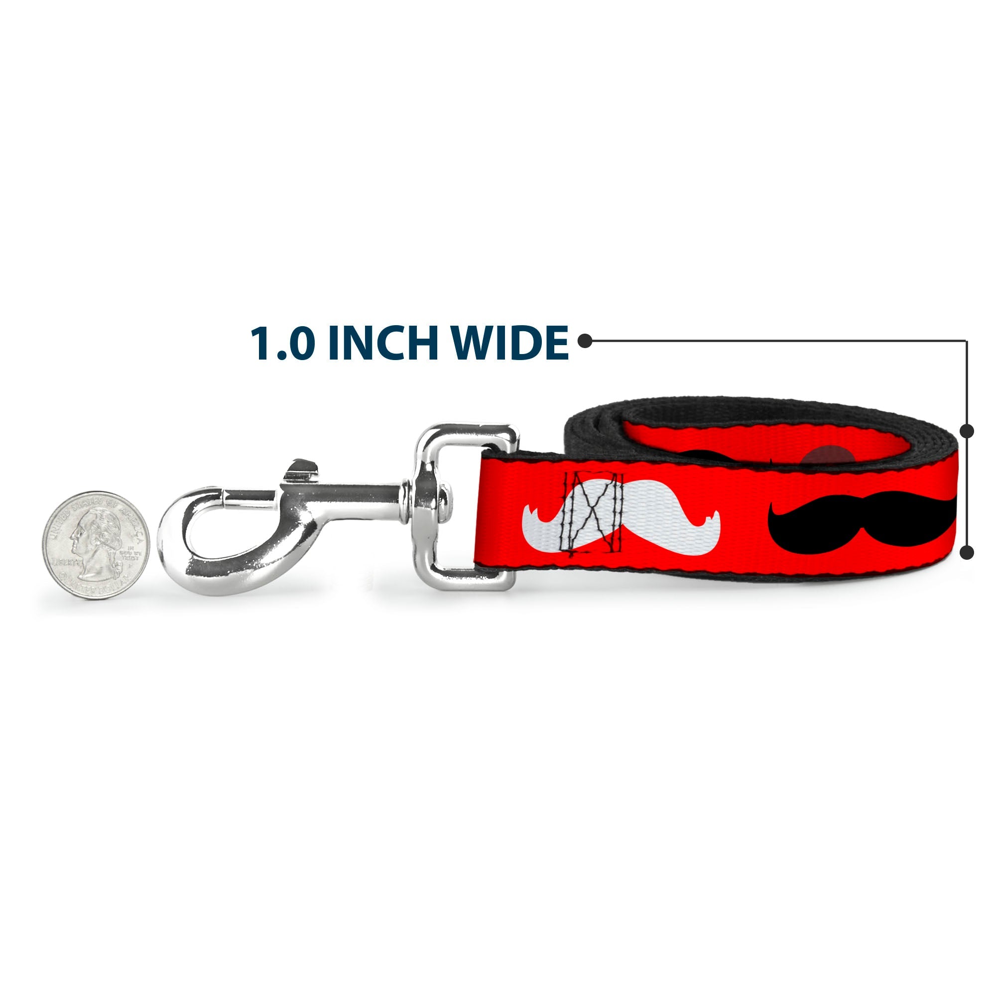 Dog Leash - Mustaches Red/Brown/White/Black