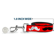 Dog Leash - Mustaches Red/Brown/White/Black