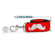 Dog Leash - Mustaches Red/Brown/White/Black