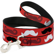 Dog Leash - Mustaches Red/Brown/White/Black