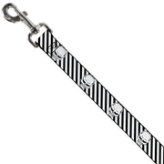 Dog Leash - Metal Skull Black/White