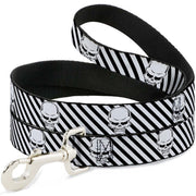 Dog Leash - Metal Skull Black/White