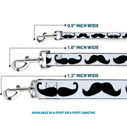 Dog Leash - Multi Mustaches Sketch White/Black