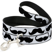 Dog Leash - Multi Mustaches Sketch White/Black