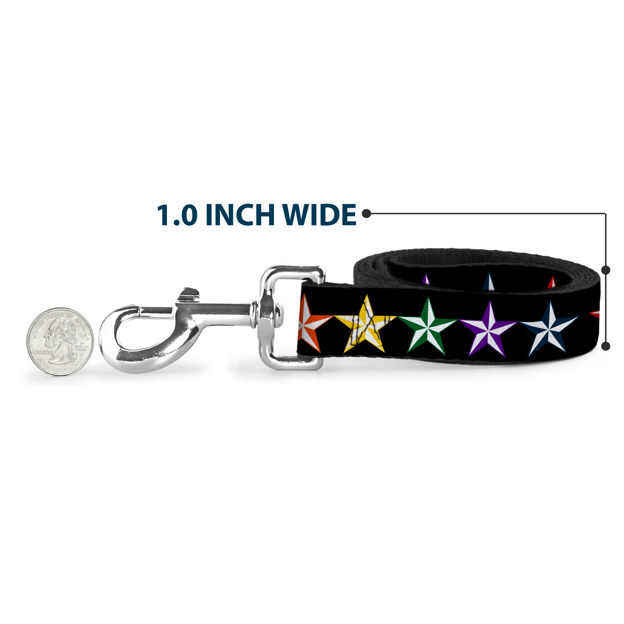Dog Leash - Nautical Star Black/Multi Color
