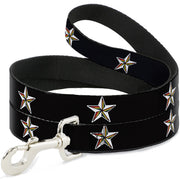 Dog Leash - Nautical Star Black/White/Rainbow