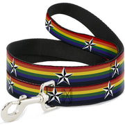Dog Leash - Nautical Star Rainbow/White/Black