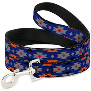 Dog Leash - Navajo Gray/Blue/Orange/Black